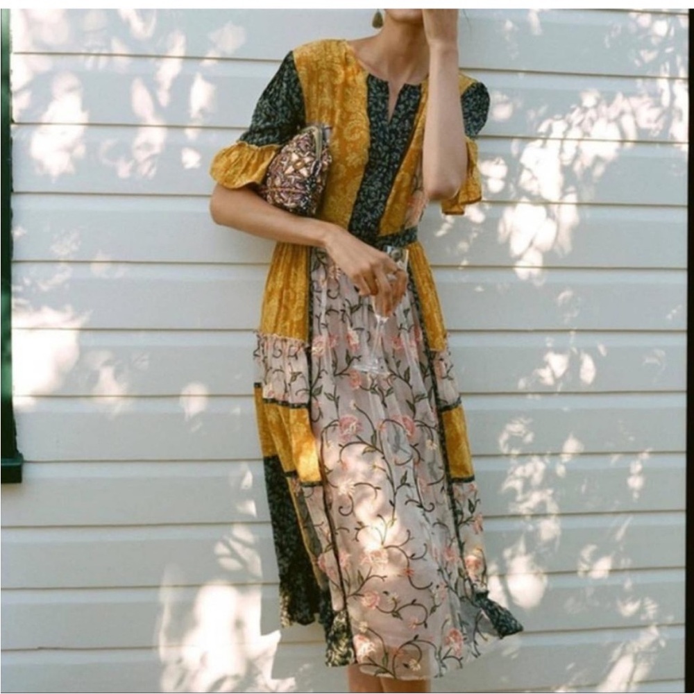 Anthropologie Let Me Be Autumn Patchwork Dress - Picture 12 of 13